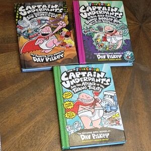 Captain Underpants Full-Color Book Trio by Dav Pilkey - Colorful Covers